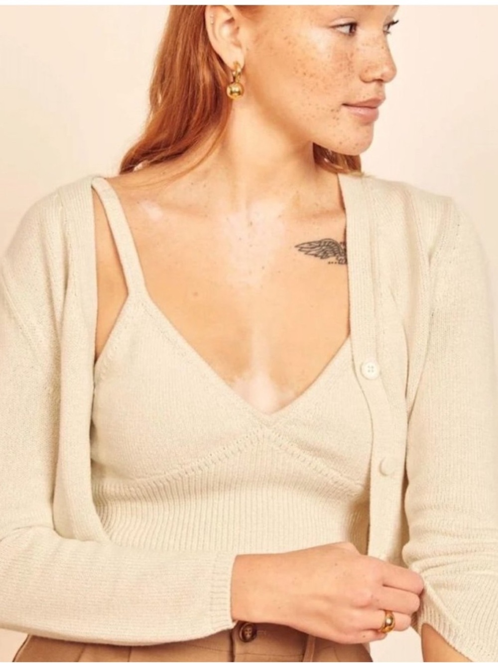 REFORMATION Knit Tille Cropped Cami Tank Top